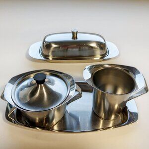 Mid Century Space-Age Butter Dish Creamer Sugar Bowl for Credenza Japan / Italy